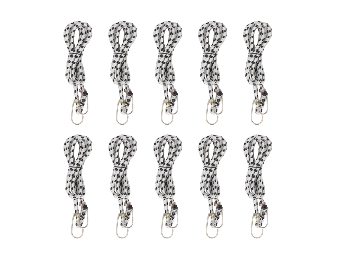 Conjunto de 10 cordas elásticas de borracha com gancho resistente para amarrar, embalar e proteger projetos, com 1,5 m de comprimento.