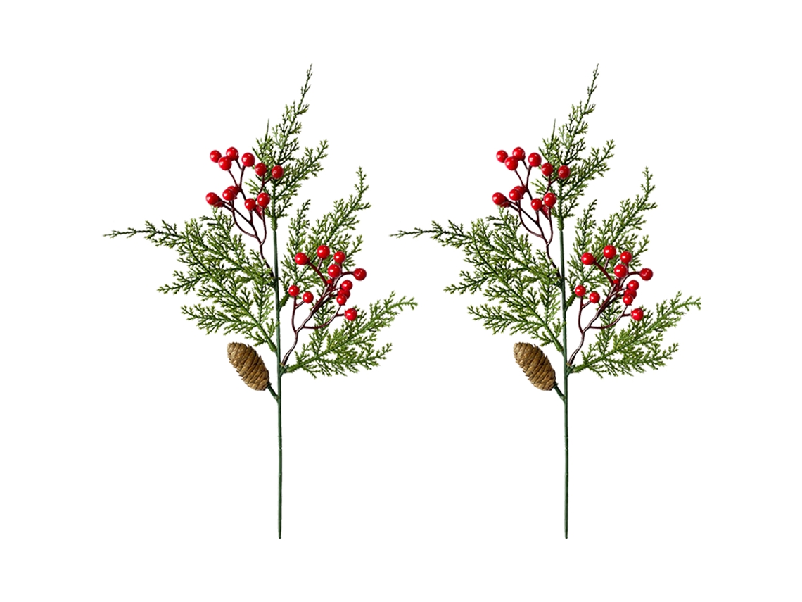 Laxiscreed Conjunto De Ramos De Piña Artificial Com Frutos Vermelhos Para Decoração Natalícia