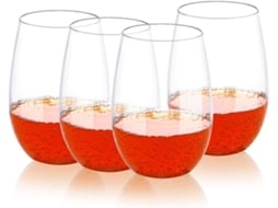 Conjunto 4 Copos Vinho Plastico 475ml Inquebravel Sem Haste, Reutilizavel Livre Bpa ZYBLSSBB