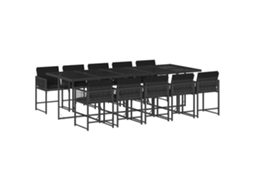 Conjunto de 11 Jantar para Jardim com Almofadões Vime Pe Preto MAISON EXCLUSIVE
