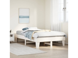 Vidaxl Cama Sem Colchão 135x190 Cm Madeira De Pinho Maciça Branco