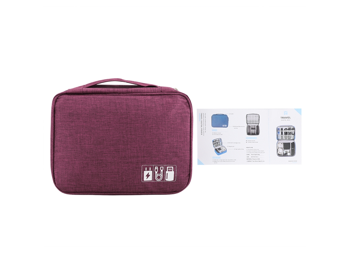 Bolsa portátil de armazenamento para cabos USB, power bank, fone de ouvido, gadgets, roxa S/MARCA