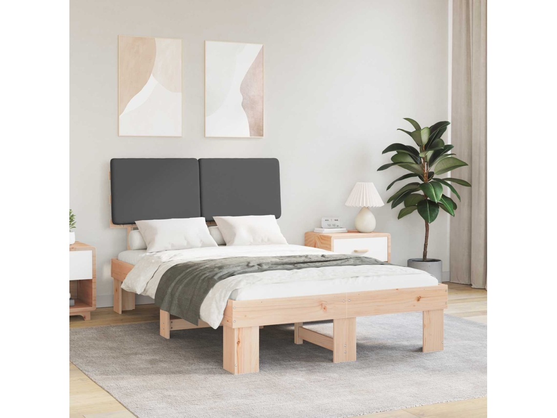 Vidaxl Estrutura De Cama Com Cabeceira Estofada Cinza Escuro