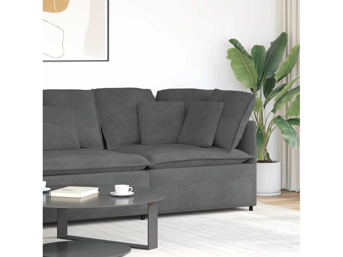 Vidaxl Módulo De Canto Para Sofá Modular Com Almofadas, Cinza Escuro, 100 Cm