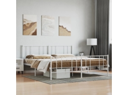 Vidaxl Estrutura de Cama com Cabeceira e Pés 200x200 Cm Metal Branco