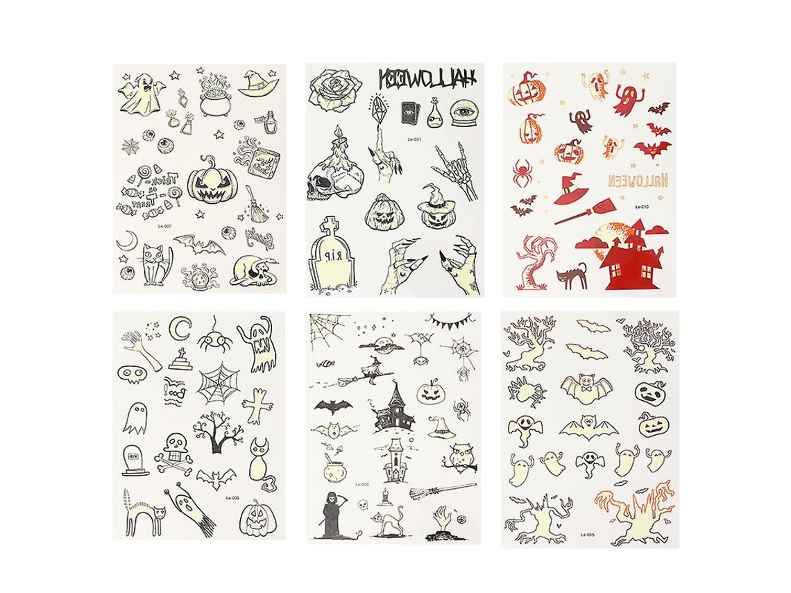6 Folhas De Adesivo Luminoso De Tatuagens Allinless
