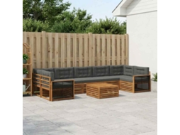 Vidaxl Conjunto De Sofás Para Exterior 8 Unid. Natural E Antracite
