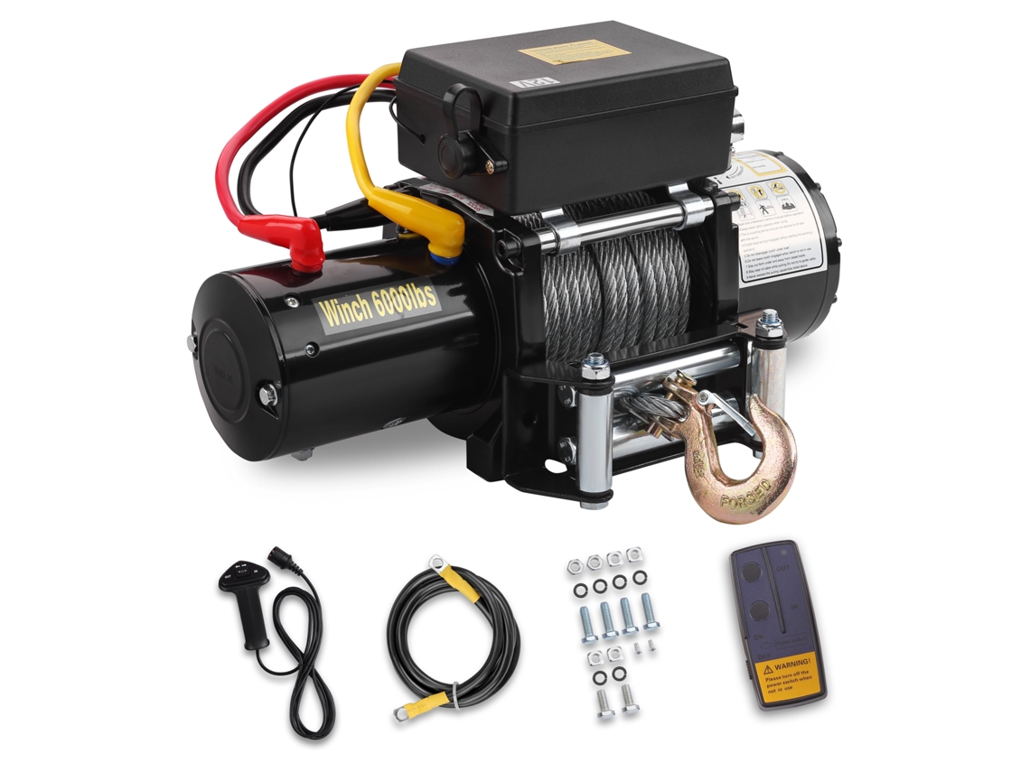 Guincho Eléctrico 12v 6000 Lbs / 2722 Kg, 15 Metros De Cabo, 30 Metros De Controle Sem Fio