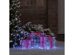 Vidaxl Caixa De Presente Com 60 Leds 3 Pcs Azul 20 X 20 X 20 Cm Acrílo