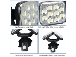 2026 luz Solar de 100 Leds Tipo Separado com Sensor Pir Modos de Iluminação Ip65 para Pátio Jardim