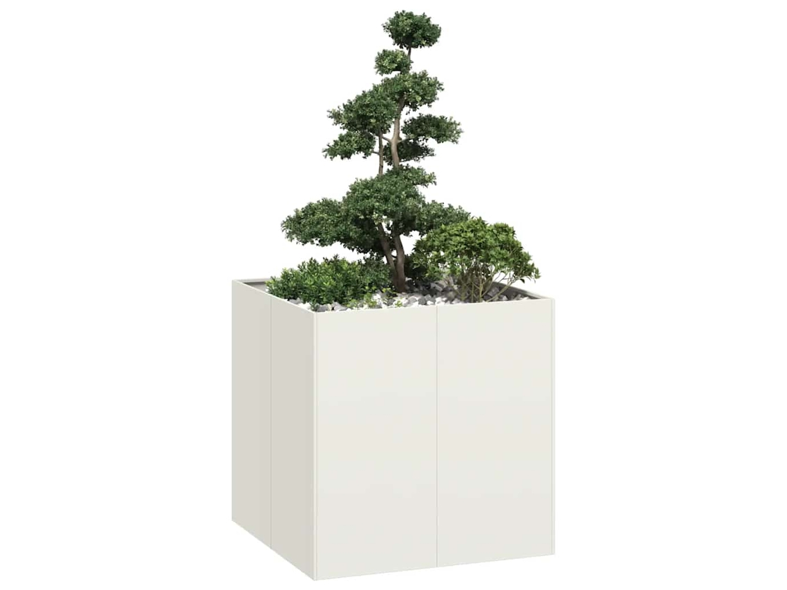 Vidaxl Vaso Floreira 80x80x80 Cm Aço Branco