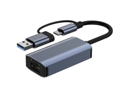 Lurelia Adaptador Ethernet Usb 3.0 Usb-c Rj45 1000 Mbps Preto Para Pc E Portátil