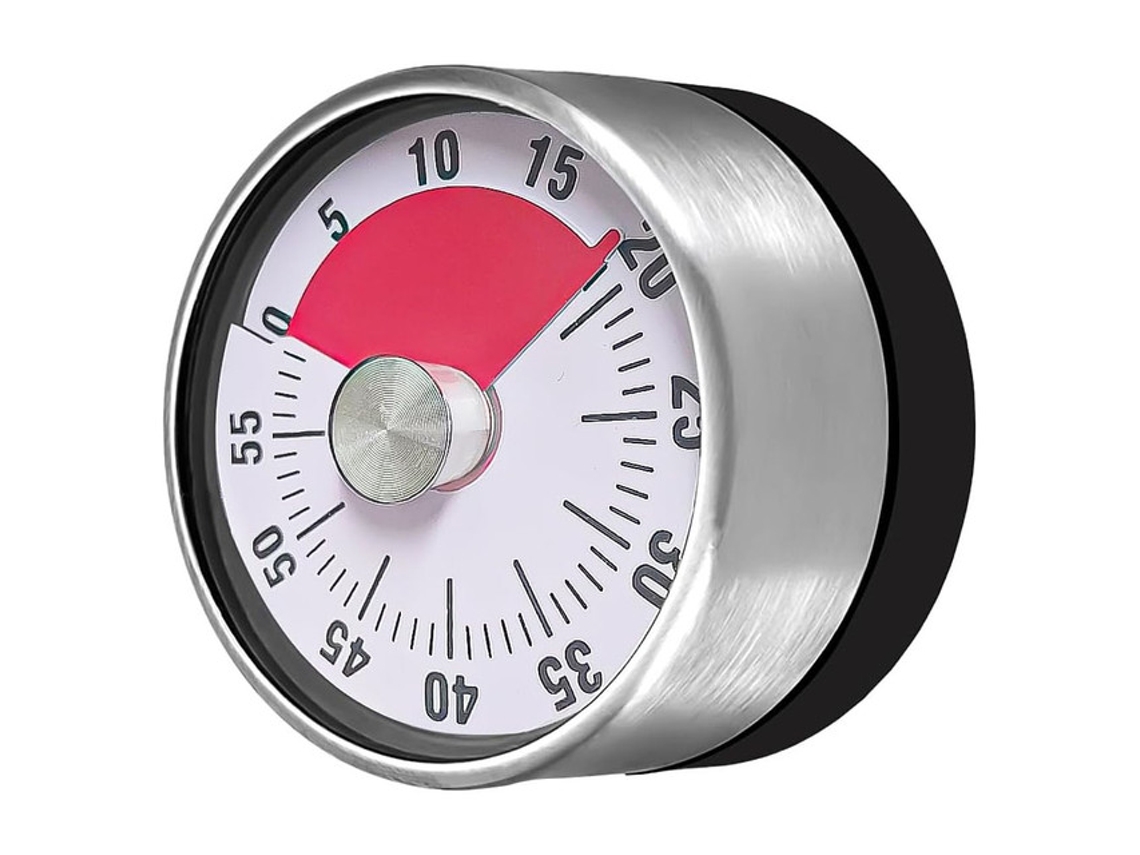 Temporizador Cozinha Mecânico – Temporizador Magnético – Sem Bateria – Aço Inoxidável/abs – Prata
