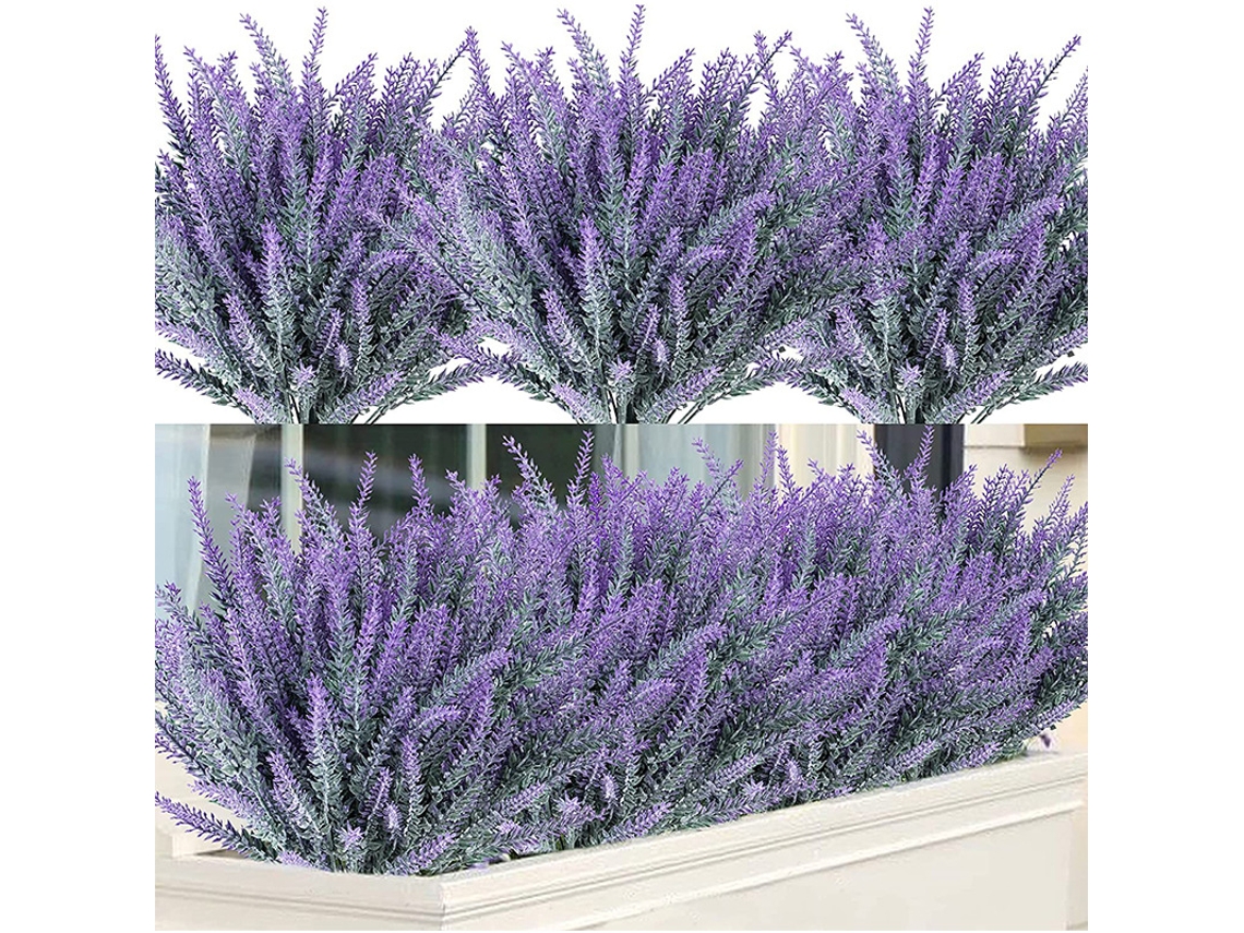 Lavanda Flocada Buquê de Flores Artificiais de Lavanda Roxa 12 Unidades AQUAFORGE