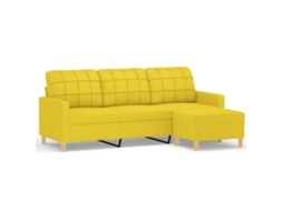 Maison Exclusive - Sofá De 3 Lugares Com Apoio De Pés 180 Cm Tecido Amarelo-claro