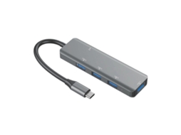 Mali hub Usb c T508 5 em 1 com 4 Portas Usb 3.0 e Pd, Adaptador Multi porta para Laptop e Celulares Cinza