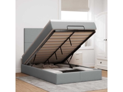 Vidaxl Estrutura Cama Otomana Colchão 120x200 Cm Tecido Cinzento Claro