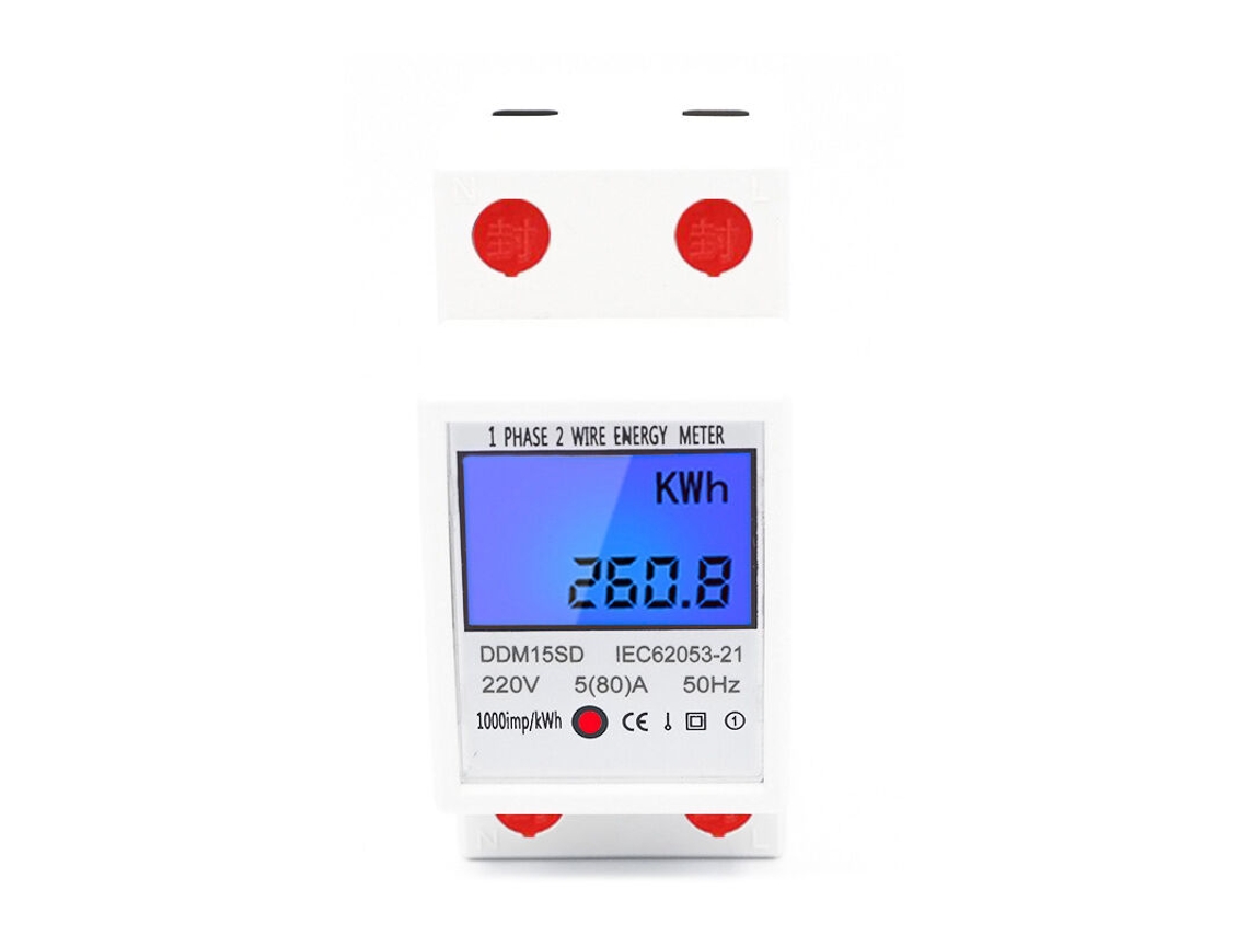 Medidor de eletricidade monofásico, preço básico, visor LCD, cor branca Brilvibera