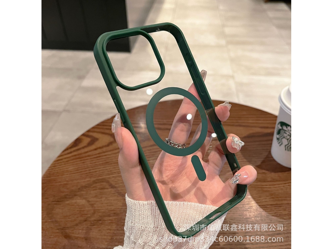 Capa Para Iphone 17 Pro Max, Verde Cangling, Magnética, Transparente, Em Acrílico, Resistente A Quedas