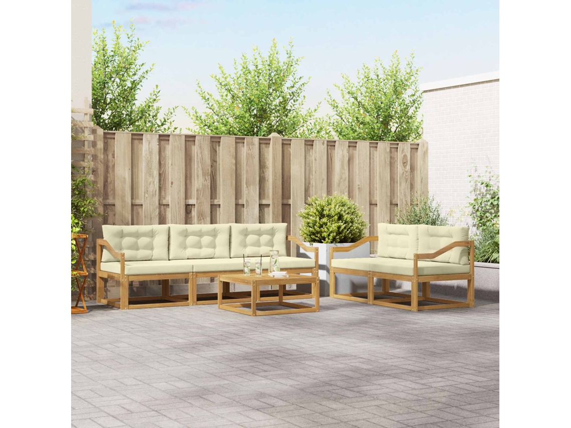 Vidaxl Conjunto De Sofás Para Exterior 6 Unid. Branco E Creme