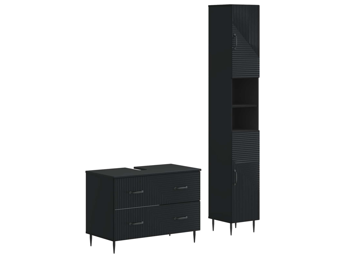 Vidaxl Conjunto De Armário De Banheiro Com 2 Peças Haarlem Preto