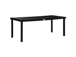 Mesa de jardim, resistente às intempéries, preta, 190x90x74cm