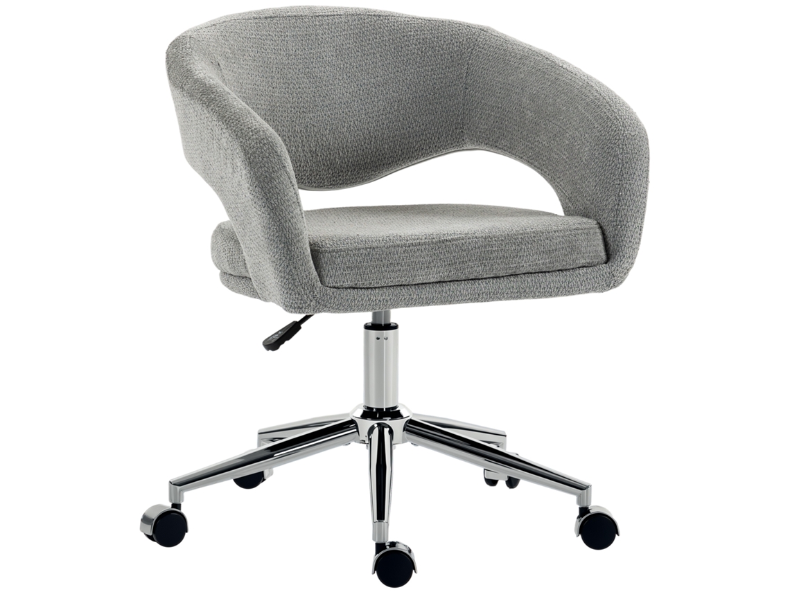 Cadeira De Escritório Ergonómica Em Veludo Chenille, Altura Regulável, Encosto Curvo, Cinza