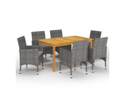 Conjunto De 7 Peças De Jantar Para Jardim Cinzento Dkd Home Decor