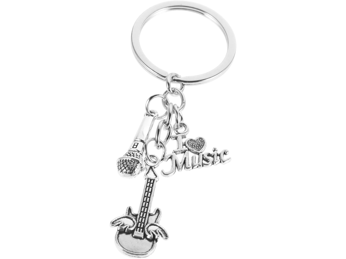 Chaveiro De Guitarra E Microfone Em Liga De Zinco, Tema De Banda