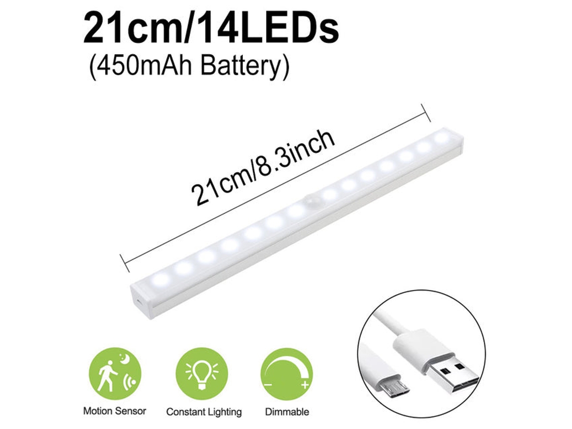 Luz noturna com sensor de movimento Slowmoose, luz LED regulável para armário, luz para escada, luz para cozinha, 30 cm, 20 LEDs reguláveis