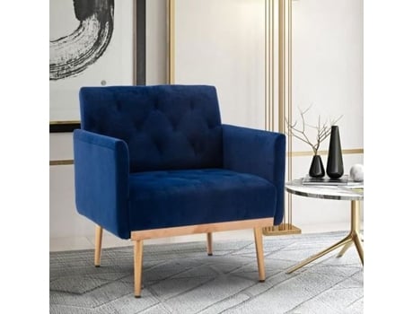 Cadeira Lateral Sofá de Lazer Simples com Pernas Rose Golden 79*65*82Cm Azul MUVOE