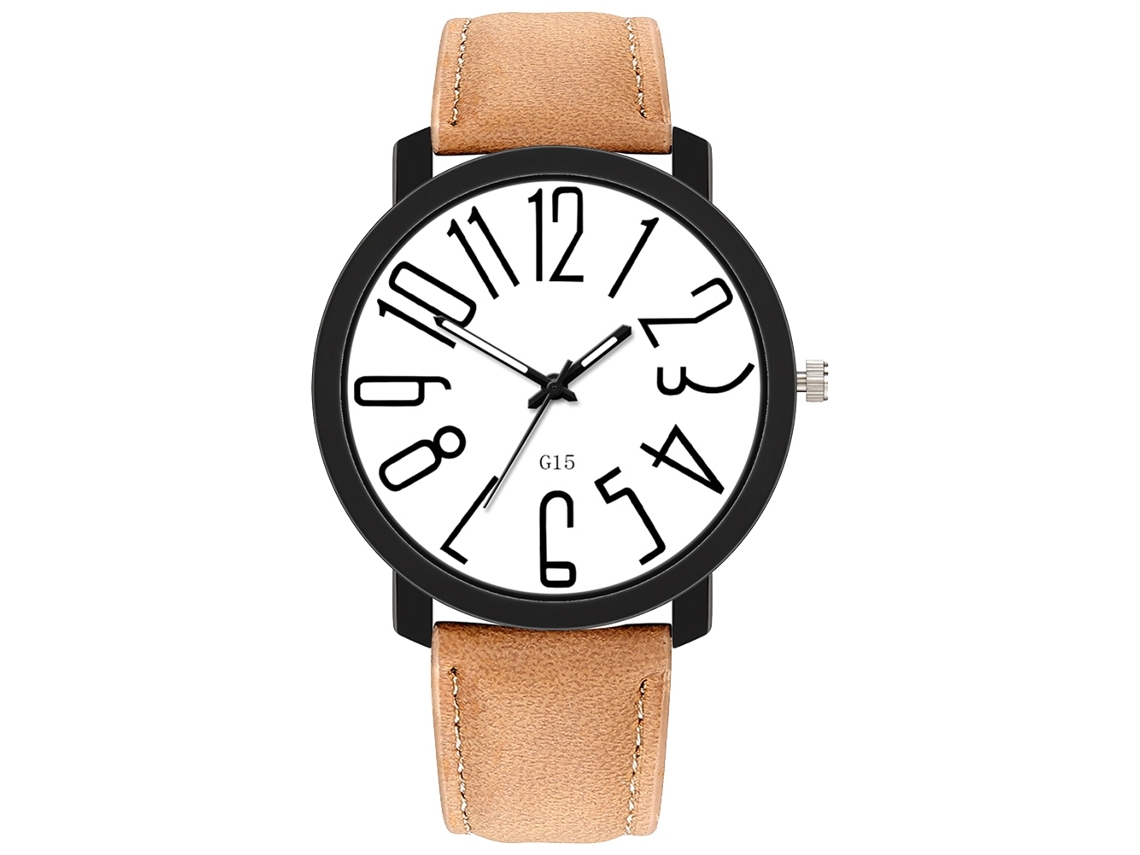Relógio de Quartzo com Pulseira de Couro Pu Estilo Simples Fashion para Homens (2)