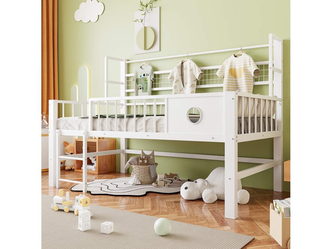 Cama Solteiro Metal Branco 90x200 Com Compartimento Inferior