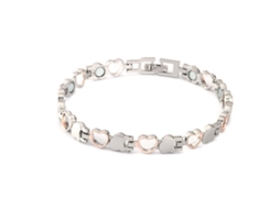 Pulseira De Cobre, Bracelete Magnética Em Formato De Coração, Um Presente Ideal Para Casais (prateado E Ouro Rosa) Spqment