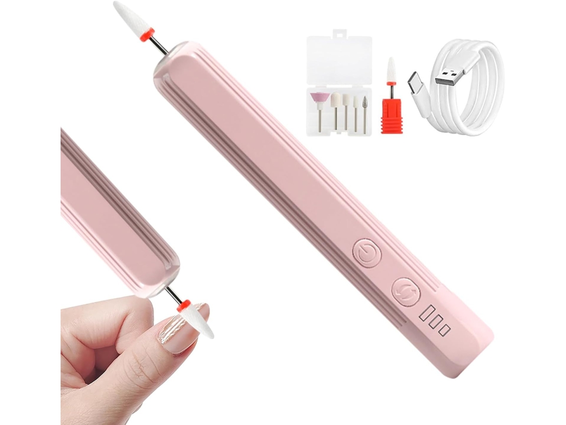 Lima Elétrica De Unhas Usb, 2,35 Mm, Usb-c, Rosa Elysve