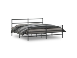 Vidaxl Estrutura De Cama Com Cabeceira E Pés 183x213 Cm Metal Preto