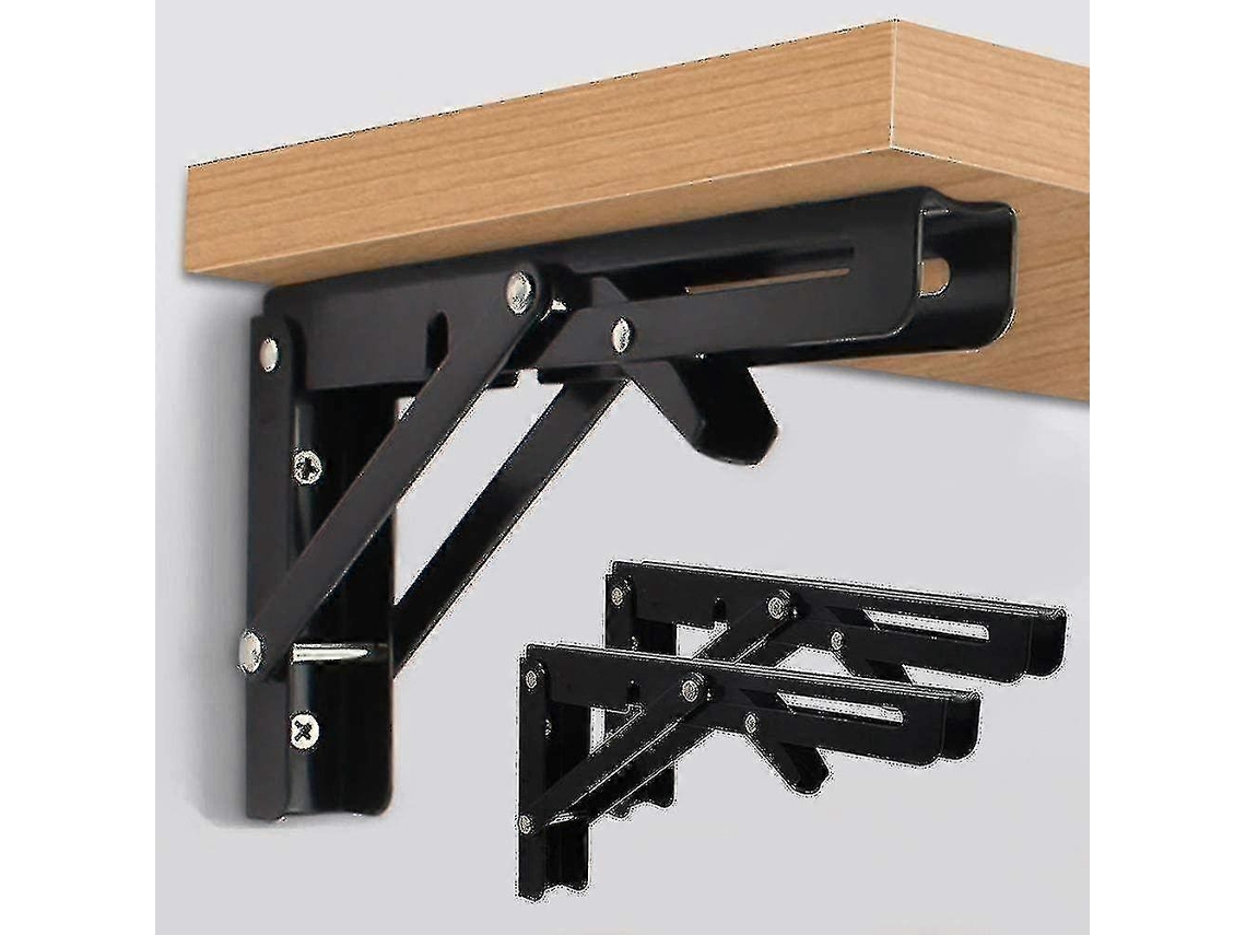 Suporte Dobrável Para Prateleira, 2 Peças, Metal, Triangular, 20 Cm, Preto