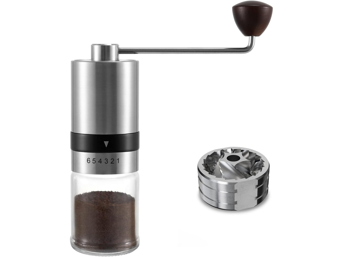 Moedor De Café Manual 6 Configurações, Aço Inoxidável, Para Espresso, Prensa Francesa E Café Coado, Uso Em Casa E Viagens