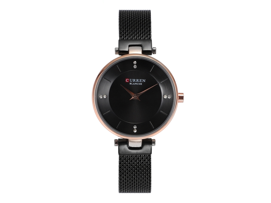 Relógio Feminino de Quartzo Analógico com Dourado Rosa e Preto, À Prova D'água, Modelo Redondo em Liga
