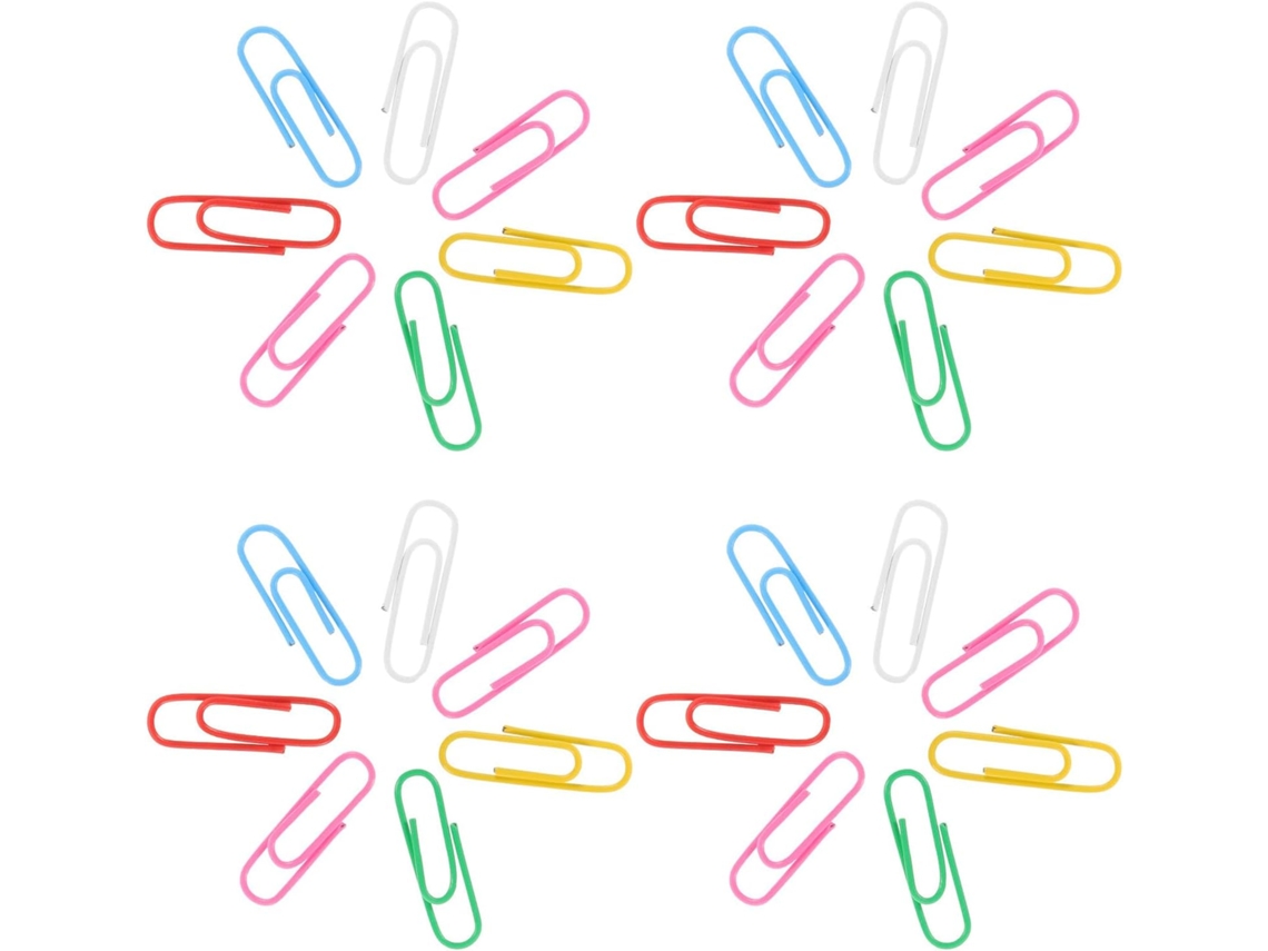 Clipes de papel revestidos de plástico colorido Cabilock, 28 mm, pacote com 400 unidades, ideais para organização escolar.