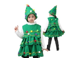 2026 traje de Árbol de Navidad para Niños com Vestido de Felpa e Boné Fofo, Disfraz Navideño Original