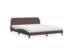 Vidaxl Cama Com Colchão Dover 180x200 Cm Couro Artificial Castanho