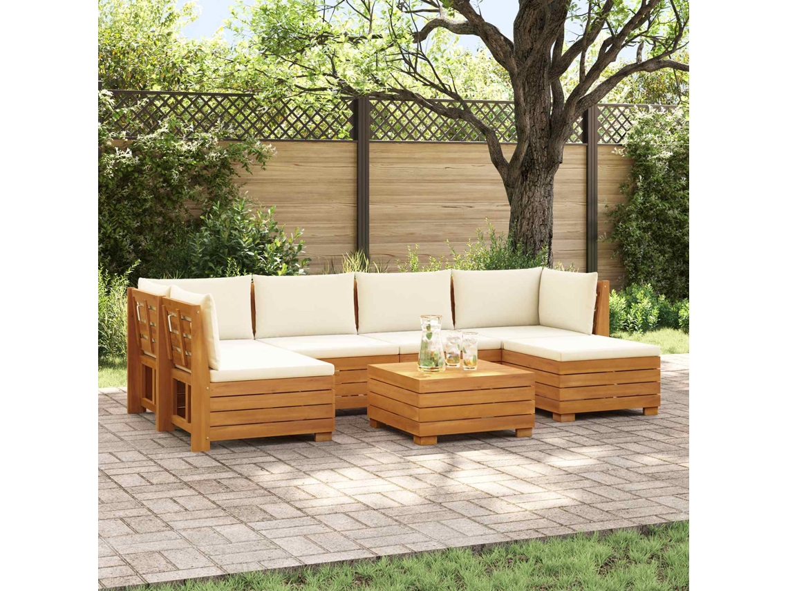 Vidaxl Conjunto De Sofás Para Exterior Com Almofada 7 Peça Castanho