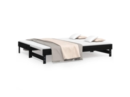 Sofá cama de Puxar 2x Cm Pinho Maciço Preto MAISON EXCLUSIVE (80x200)