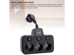 Laxiscreed Adaptador De Tomadas Múltiplas Com 3 Interruptores Individuais, Certificado Ce