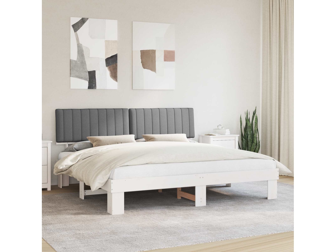 Vidaxl Estrutura De Cama Com Cabeceira Estofada Cinzento-claro