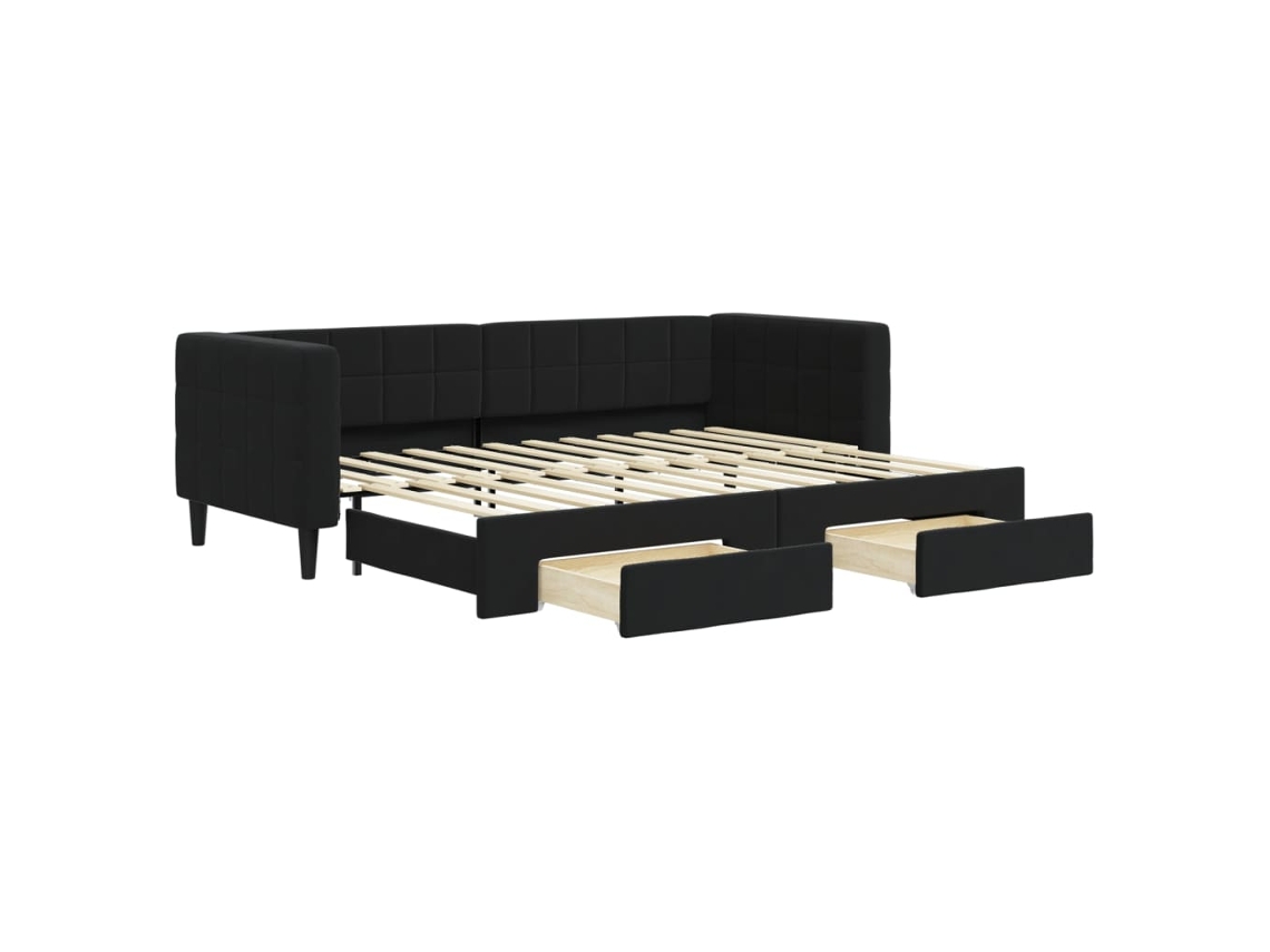 Sofá-cama Com Gavetão Vidaxl Preto Veludo
