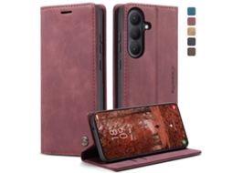 Capa Para Samsung Galaxy S26 Plus 5g Multifuncional Horizontal De Couro Vermelha