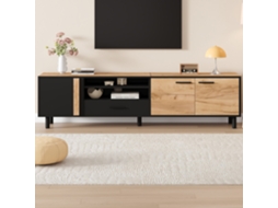 Móvel De Tv Para Tv Até 80 Polegadas Com 3 Portas E 1 Gaveta Madeira E Preto 180x32,5x50 Cm