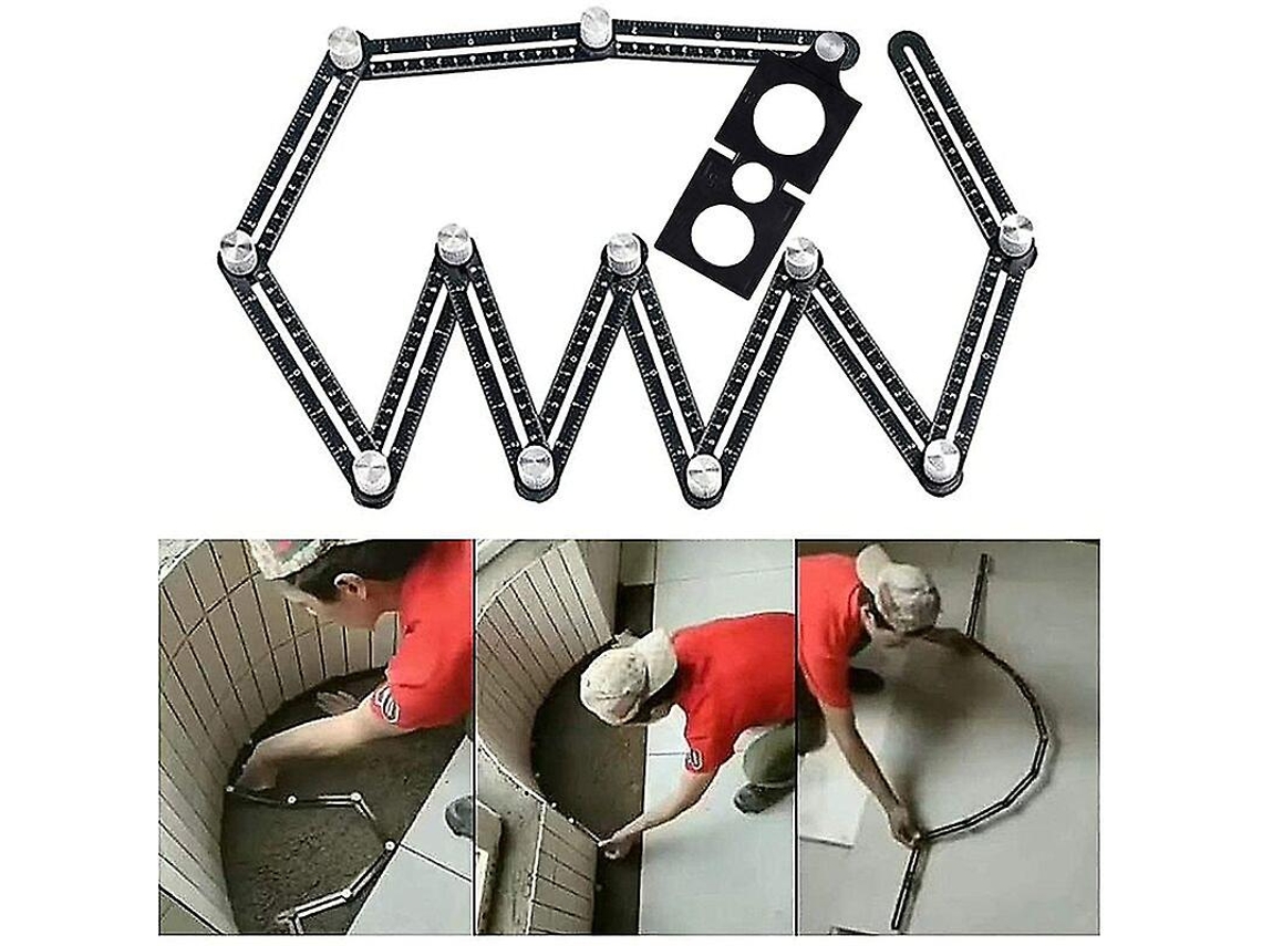 Regla De Medida Multiangulo, 12 Lados De Aleación De Aluminio, Con Regla De Posicionamiento Inclinado, Negro